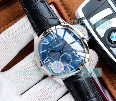 Swiss Replica Cartier Drive De Cartier Automatic Watch Blue Dial Black Leather Strap